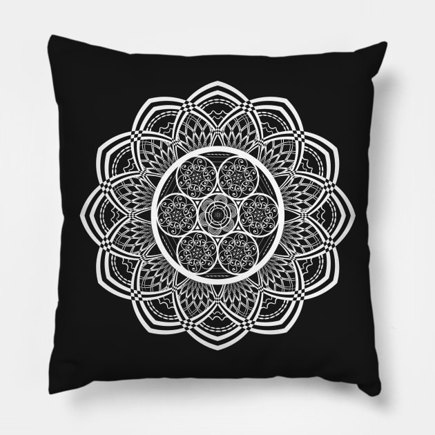 White Mandala Pillow by Korry