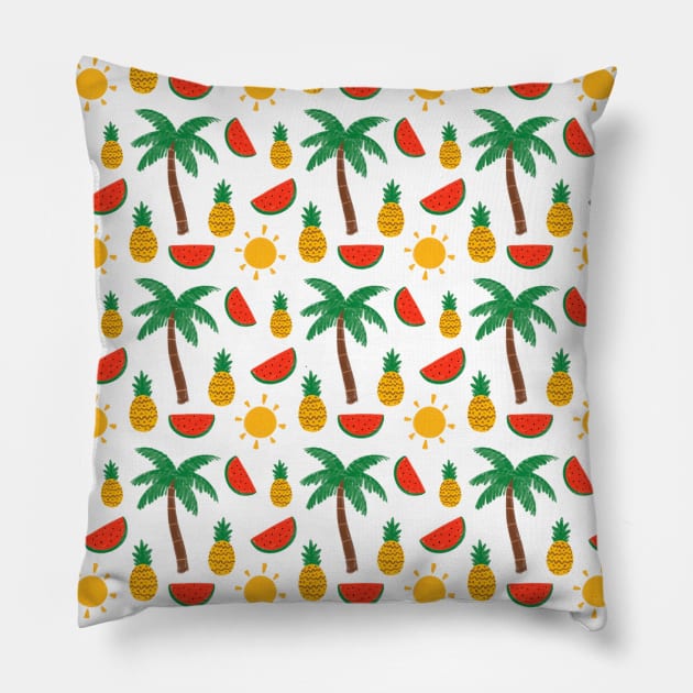 Tropical Summer Pattern Pillow by Trippycollage