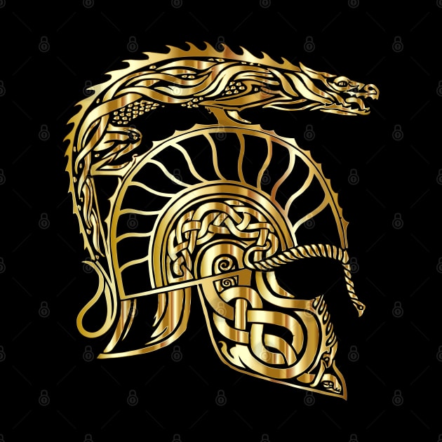 Gold Spartan Dragon Helmet Gladiator Design by TF Brands