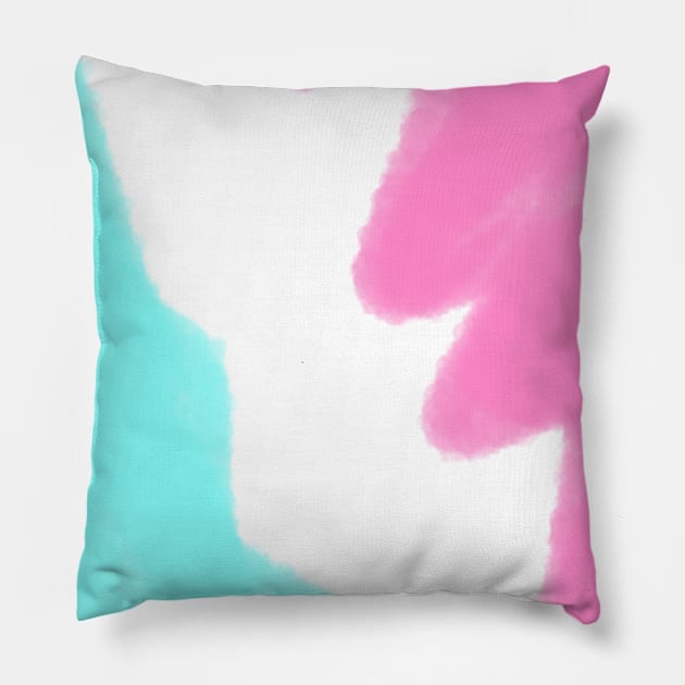 Pink blue orange abstract watercolor art Pillow by Artistic_st