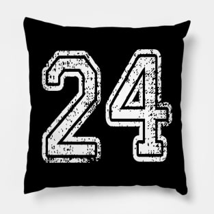 Number 24 Grungy in white Pillow