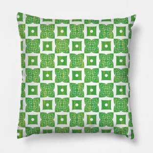 Light green floral and rectangle pattern Pillow