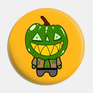 Green Zombie Pumpkin Man of Halloween Pin