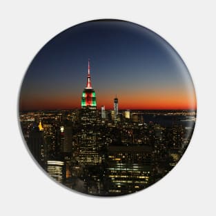 Sunset over panoramic NYC Manhattan Pin