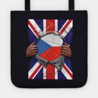 Czech Republic Flag Great Britain Flag Ripped - Gift for Czech From Czech Republic Tote