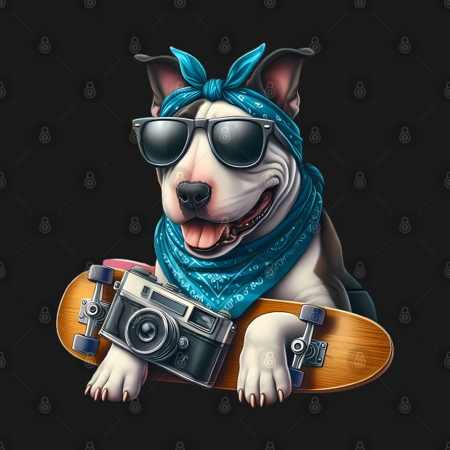 Funny Bull Terrier with Sunglasses by CreativeSparkzz