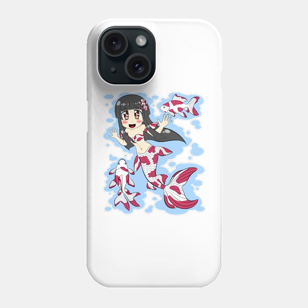 Goldfish Mermaid (Red, White) Phone Case by TeriyakiPigeon