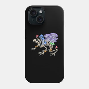 Frog skeleton with mushrooms Phone Case