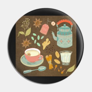 Chai tea Illustration Pin