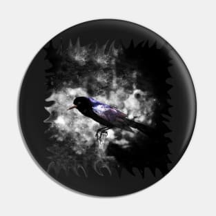 The Lonesome Purple Feathered Bird in the Mist Pin