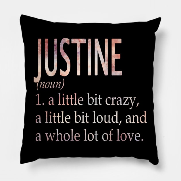 Justine Girl Name Definition Pillow by ThanhNga