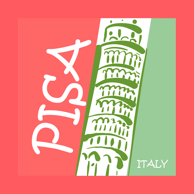 Pisa Italy Green and Coral by TNMGRAPHICS