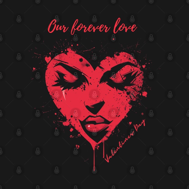 Our forever love. A Valentines Day Celebration Quote With Heart-Shaped Woman by DivShot 