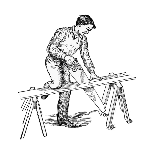 Sawing bench - vintage book illustration from The children's library of work and play by Edwin W. Foster 1911 by One Eyed Cat Design