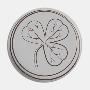 Shamrock Dark Outline Floral Pattern Pin