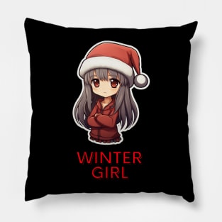 Winter Girl - Anime Girl Christmas Pillow