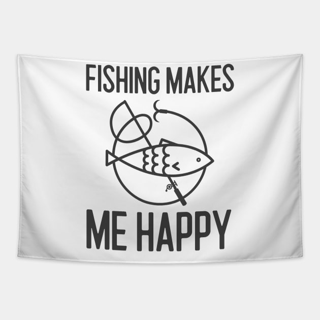 Fishing Makes Me Happy Tapestry by Jitesh Kundra