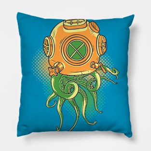 Octopus on the retro diving helmet Pillow