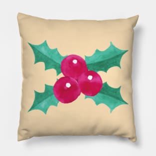 Orange Seasonal Holly Berries Pillow