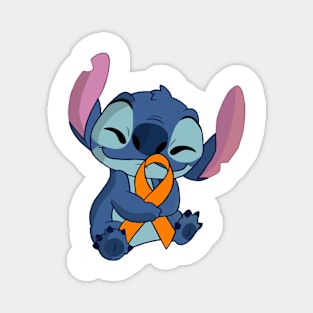 Blue Alien Holding an Awareness Ribbon (Orange) Magnet