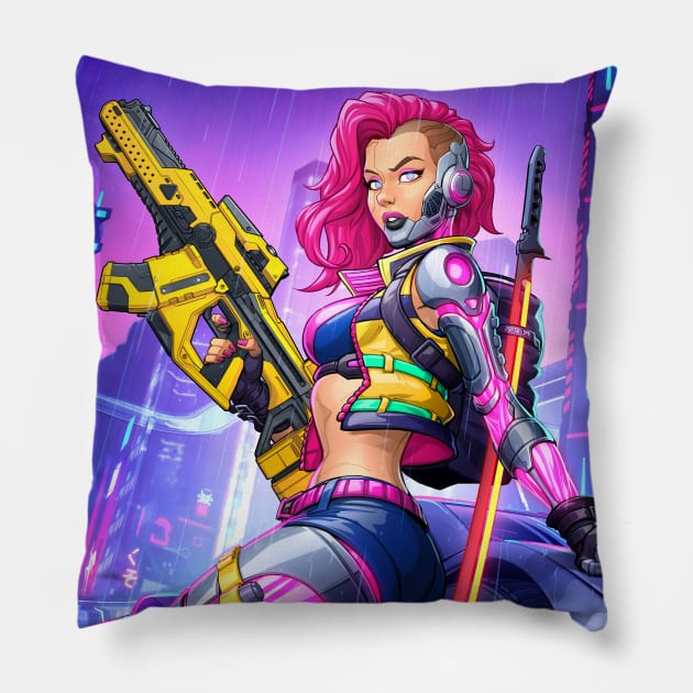 Cyberpunk (full) Pillow by PatrickBrownArt