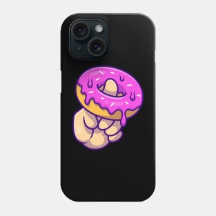 Doughnut With Hand Cartoon Illustration Phone Case