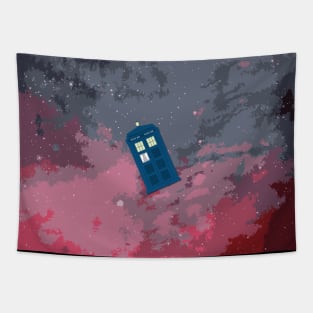 Dr Who Tardis Red Galaxy Tapestry