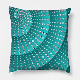 Spiral with diamonds - blue/green Pillow