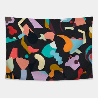 Pocket- abstract dreaming animal shapes black Tapestry