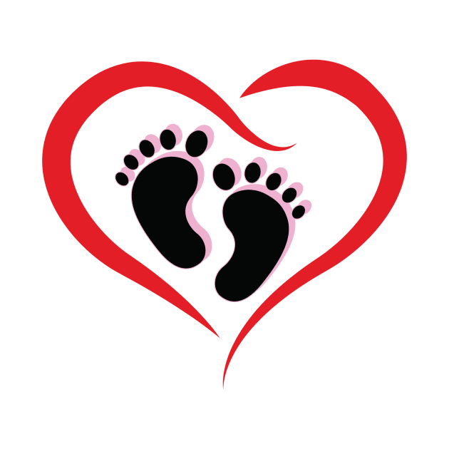 Feet in a HEART Maternity T-shirt Baby Girl by KazSells