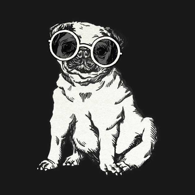 Pug dog, bulldog  vintage sunglasses art design for love like a gift for her and him by black lynx