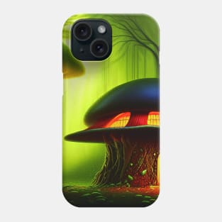 Magical Big Cottage Mushroom House with Lights in Forest with High Trees, Mushroom Aesthetic Phone Case