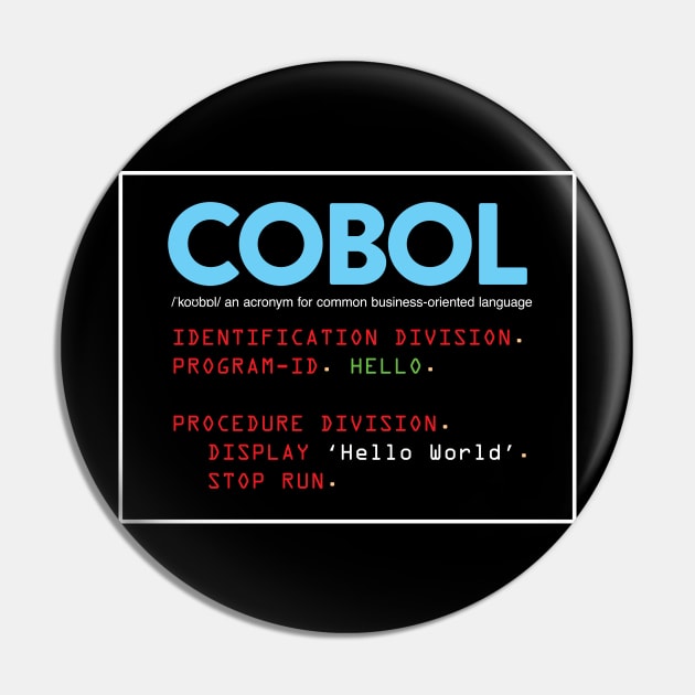 COBOL 'Hello World' Pin by DOOSEE