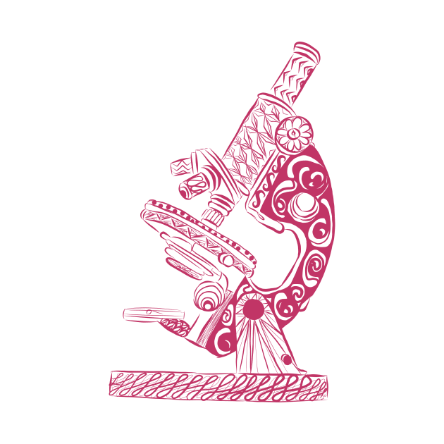 Scientific Microscope Line Drawing (Magenta) by littlecurlew