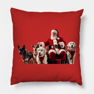 Santa Claus with his dogs Pillow