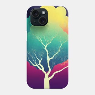 Vibrant Colored Whimsical Minimalist Lonely Tree - Abstract Minimalist Bright Colorful Nature Poster Art of a Leafless Branches Phone Case