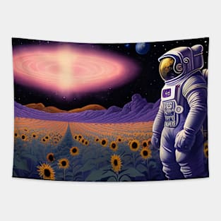 Astronaut Sunflower planet land Tapestry