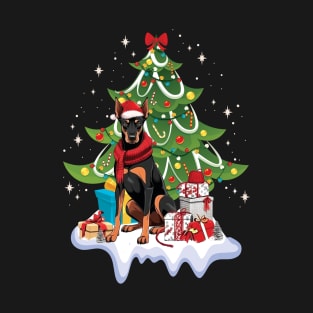 Merry Christmas Tree With Doberman Dog T-Shirt