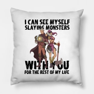 Roleplaying RPG Couple Gift Valentines Day Barbarian Wizard Pillow