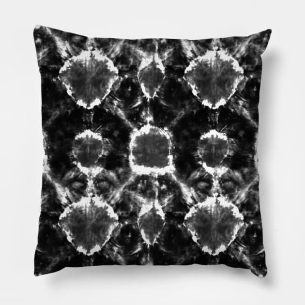 Black and White Technicolor Tie-Dye Pillow by Carolina Díaz