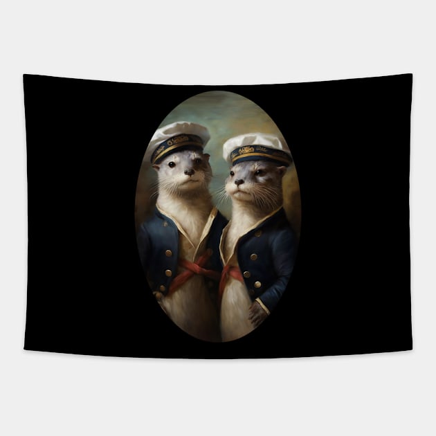 Otter Couple in Sailor Suits - LGBTQ+ Pride Tapestry by YeCurisoityShoppe