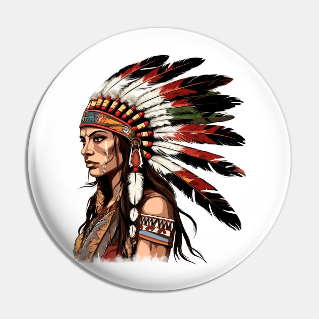 Native American Girl Pin by Chromatic Fusion Studio