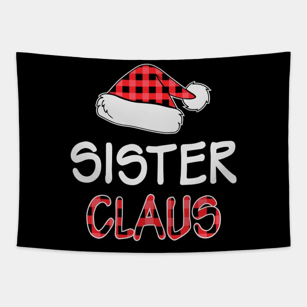 Red Plaid Santa Hat Sister Claus Matching Family Christmas Gift Tapestry by BadDesignCo