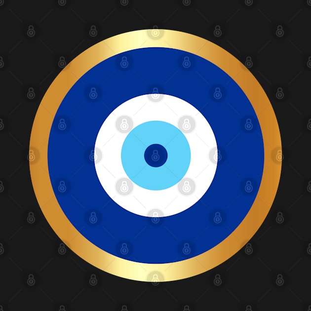 Evil Eye Blue & Golden by Ahlam Artist