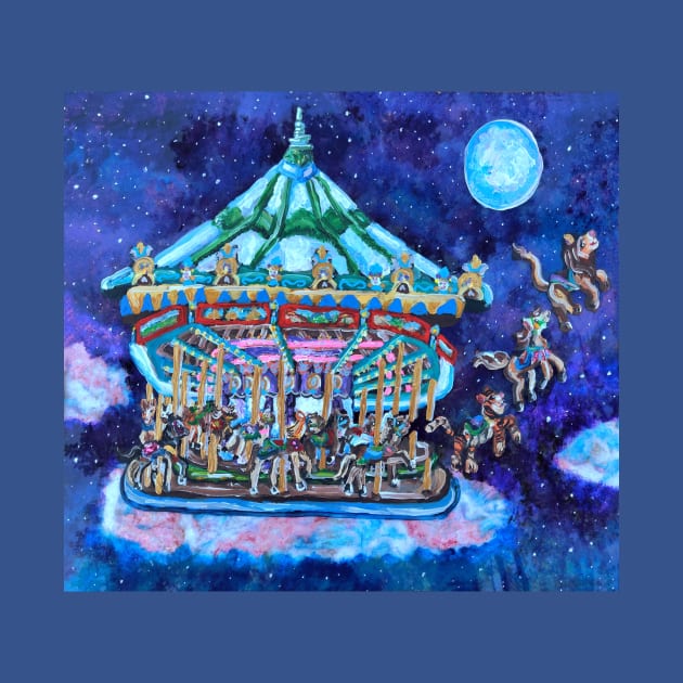 Whimsical Gallop of the Carousel Animals by Art by Deborah Camp