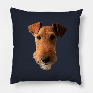 Airedale Terrier Head Art Lakeland Welsh Pillow