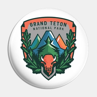 Bison and Grand Teton National Park Pin