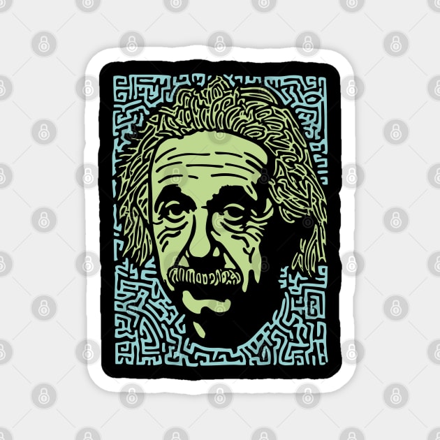 Albert Einstein Maze Portrait | The Mind of a Genius Magnet by TuncGK