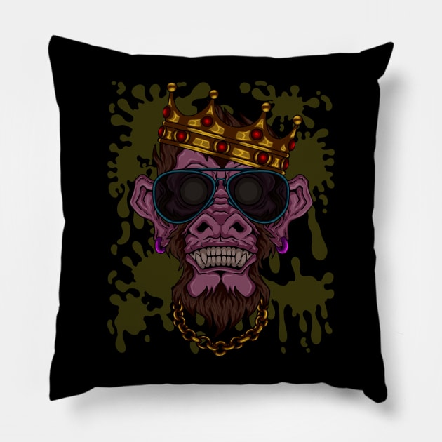 Fashion Monkey street art Pillow by JiraDesign