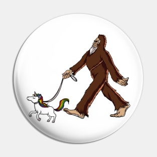 Bigfoot Walking Unicorn Funny Pin